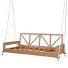 YOOCOZZ Acacia Wood Patio Modern Twin Size Swing Bed with 16.4ft Hemp Rope - 4 of 4