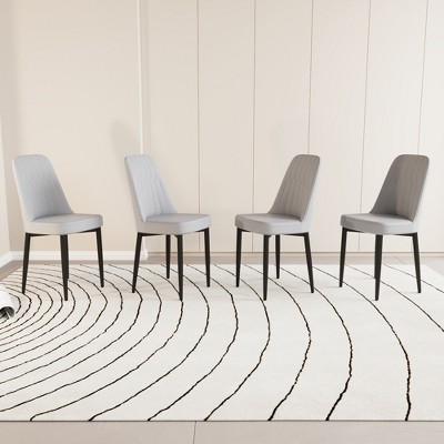 Gulches Set of 4 Gray Dining Chairs with Black Metal Legs