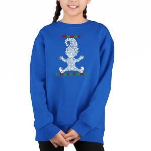 LA Pop Art Christmas Elf - Girl's Word Art Crewneck Sweatshirt - 1 of 3
