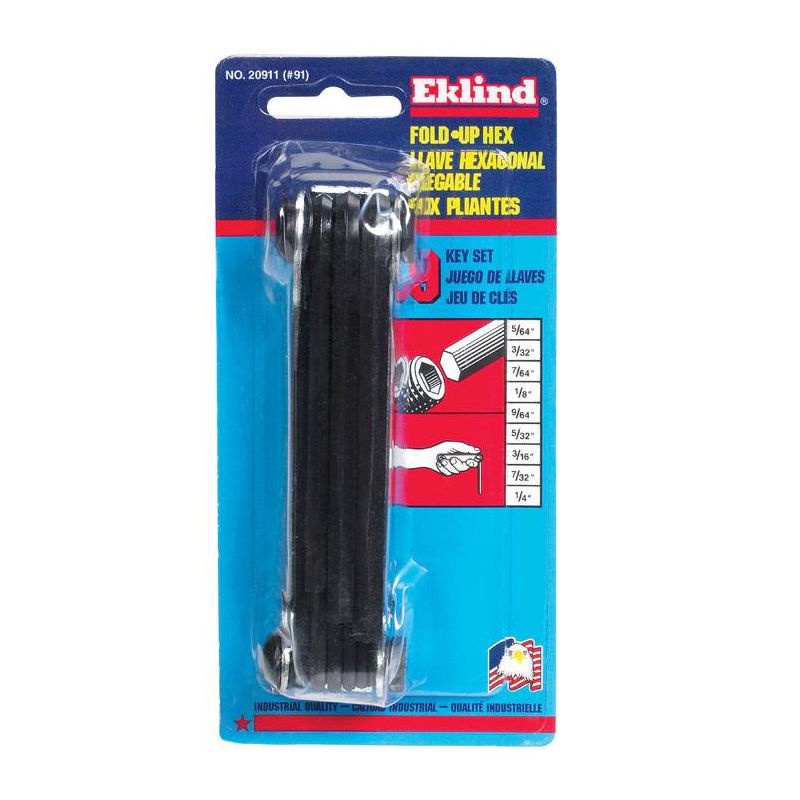 Eklind 5/64 to 1/4 in. SAE Fold-Up Hex Key Set 9 pc, 2 of 6