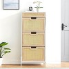 Acekool Rattan Shoe Cabinet with 3 Flip Drawers, 1 Top Drawer & 4 Adjustable Shelves, Compact Entryway Organizer with Metal Legs and Anti-Tip Device - 3 of 4