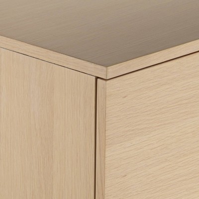 Light Oak Wood 2-Door Cabinet with Bronze Flower Pulls