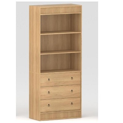 70.8" Tall Bookshelf with 3 Drawers, 2-Tier Open Bookshelves Standing Book Cabinet with for  Living Room Office
