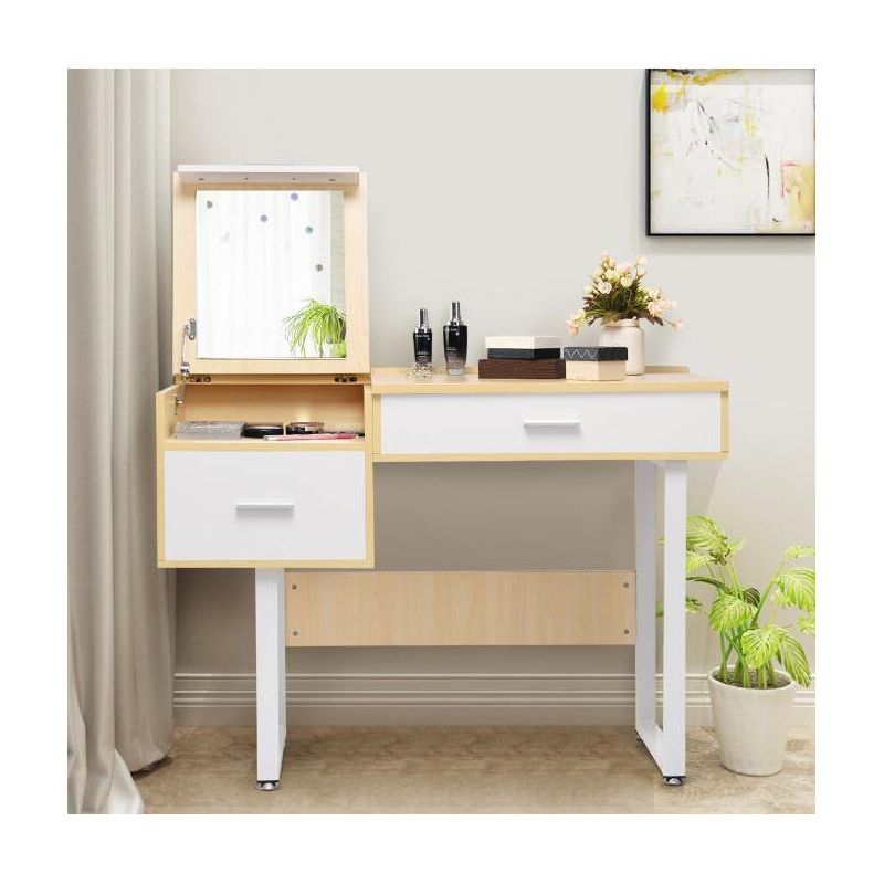 Costway Vanity Table Flip Top Square Makeup Table Writing Table, 1 of 10