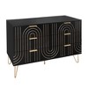ORRD Modern 6-Drawer Dresser with Metal Handles, Black & Gold Storage Chest with Carving Design for Bedroom & Living Room - 3 of 4