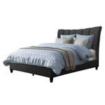 Queen Rosewell Fabric Vertical Channel Tufted Bed Frame Dark Gray - CorLiving