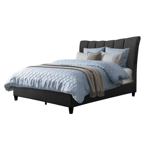 corliving rosewell tufted vertical channel fabric frame bed target