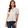 Allegra K Women's Peter Pan Collar Smocked Peplum Polka Dots Tops - 3 of 4