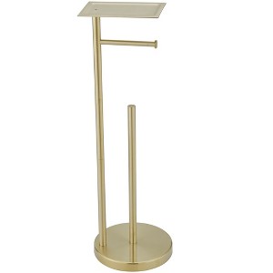 BWE Freestanding Stainless Steel Toilet Paper Holder with Top Storage Shelf - 1 of 4