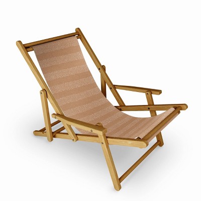 Little Arrow Design Co Stippled Stripes Golden Brown Sling Chair - Deny Designs: Portable & Foldable