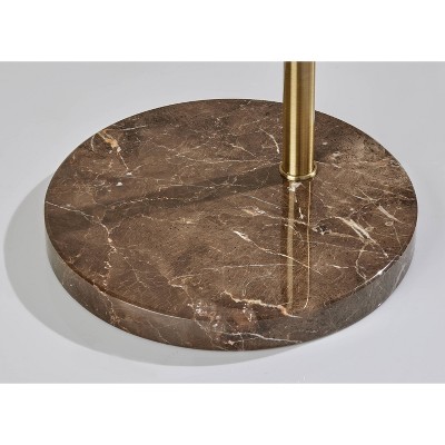 Adler Adjustable Arc Floor Lamp in Antique Brass with Cream Shade