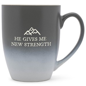 Elanze Designs He Gives Me New Strength Two Toned Ombre Matte Gray and White 12 ounce Ceramic Stoneware Coffee Cup Mug - 1 of 4