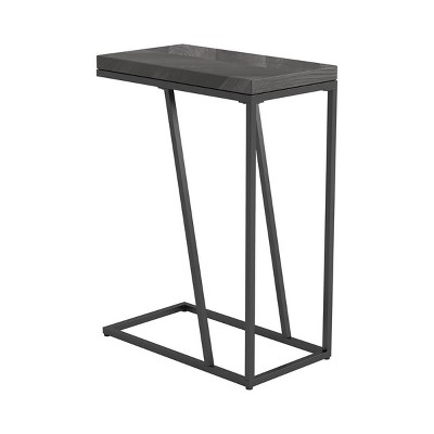 Syemin End Tables C-Shaped End Table, Small Side Table for Couch, Sofa Table with Metal Frame, Nightstand, Slide Couch Table, Grey, 10"*18"*25"