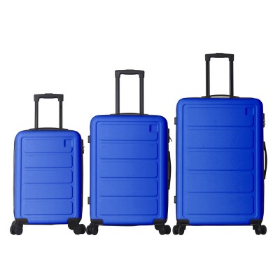 FURNIinspire Bag And Luggage Sets Hard Shell 3 Piece Suitcase Set, Travel Luggage Business Suitcases with Wheels, Blue, 19.88"*10.63"*29.92"