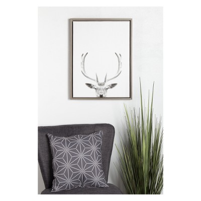Gray Framed Deer Antlers Canvas Wall Art for Kids