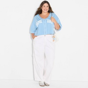 Women's Game Day Cropped Elbow Sleeve V-Neck Athletic Jersey - Wild Fable™ - 1 of 3