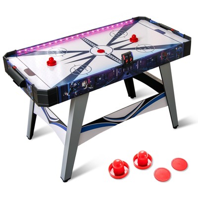 Tangkula 54" Air Hockey Table - Arcade Hockey Table Gaming Set w/LED Electronic Scoring & Lights 2 Pucks 2 Pushers Powerful 12V Motor