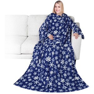 PAVILIA Fleece Wearable Blanket with Sleeves, Warm Cozy Soft Functional Lightweight Sleeved Throw Adults Men Women - 1 of 4