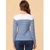 INSPIRE CHIC Women's Color Block Round Neck Long Sleeves Striped Basic T-Shirt - 4 of 4