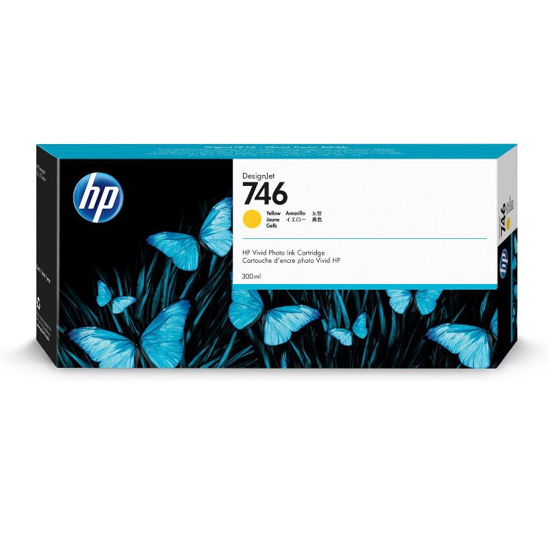 HP Inc. 746 300-ml Yellow DesignJet Ink Cartridge, P2V79A, 1 of 5