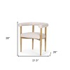 HomeRoots Beige and Brown Upholstered Cushion And Solid Wood Open Back Dining Arm Chair - 3 of 4
