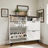 Farmhouse Shoe Storage Cabinet with 4 Flip Drawers and Open Storage – Narrow Freestanding Shoe Rack for Entryway, Hallway, Living Room - 3 of 4