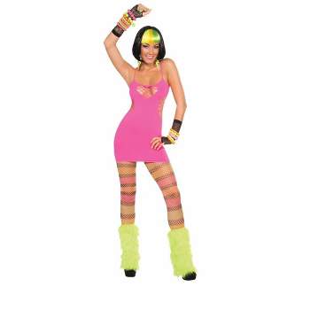 Club Candy Sweetheart Fishnet Costume Tank Dress Adult: Pink