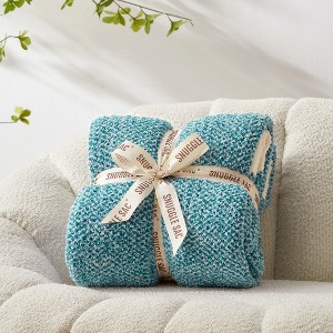 Snuggle Sac Soft Reversible Throw Blanket Knitted Blanket Cozy Bedding Blankets - 1 of 4