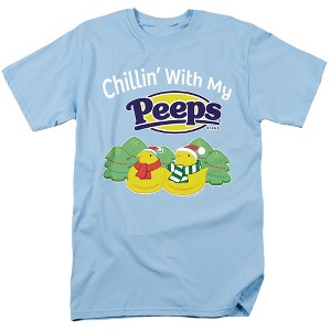 Chillin' With My Peeps Christmas Adult T-Shirt Light Blue - 1 of 4