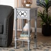 Baxton Studio Gellert Wood 1 Drawer End Table Gray/Mirror: Fir & MDF with Storage, Glass Accent - 2 of 4