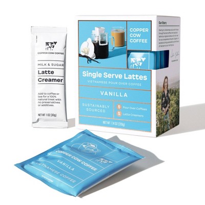Copper Cow Vanilla Dark Roast Latte Pour Over Kit - 7.4oz