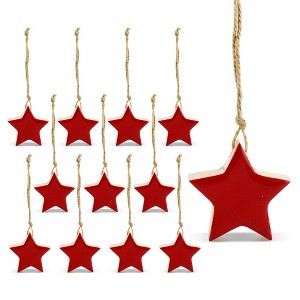AuldHome Design Enamel Christmas Ornaments 12pk; Rustic Farmhouse Wood Tree Decorations, Retro Vintage Style - 1 of 4