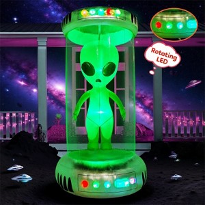 Joyfy 7 FT Halloween Inflatable Outdoor Decoration, Alien with Giant Test Tube Inflatable with Animated LEDs for Halloween Outdoor Lawn Yard Decor - 1 of 4