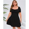 Clearlove Women's Short Sleeve Dress Square Neck Casual Flowy Swing Knitting Knee Length Dress - 2 of 4