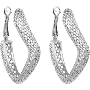 14K Gold Plated Chunky Dangle Hoop Earrings for Women | Medium Thick Huggie Statement Jewelry - 1 of 4