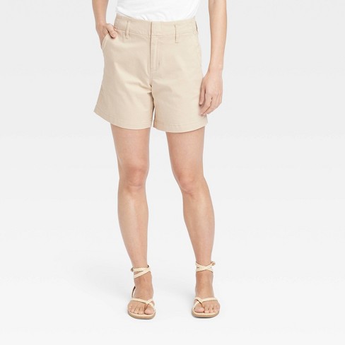 Women s High rise Tailored Everyday Shorts A New Day Tan 2 Target