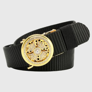Anna-Kaci Women's Nylon Belt with Rhinestone - Embellished Gold Buckle - 1 of 3