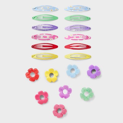 Image of Girls' 20pk Flower Claw Clips/Snap Clips - Cat & Jack™