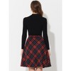 INSPIRE CHIC Women's Christmas Plaids Vintage Tartan Elastic Waist Knee Length A-Line Skirt - 4 of 4