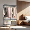 AZL1 Life Concept Garment Rack Rolling Heavy Duty 3 Tier with 1 Rod Adjustable on Wheels for Bedroom Laundry Closet, Black, 45.7"*16.6"*4.6" - 2 of 4