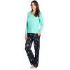 Ashford & Brooks Women's Long Sleeve Cotton Top Fleece Pants Pajama Set - 2 of 4