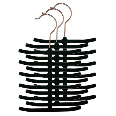Home Basics 6 Tier Non-Slip Velvet Tie Hanger, Black