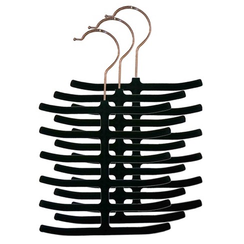 Home Basics Velvet Hanger with Clips, Pack of 5 - Black