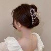 Anna-Kaci Beaded Flower Metal Hair Claw Clip with Curved Design and Textured Accents - 3 of 4
