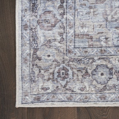 Ivory Beige Floral Cotton Chenille Rectangular 4' x 6' Rug