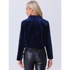 Allegra K Women's Velvet Long Sleeve Zip Up Collar Cropped Casual Jackets - 3 of 4