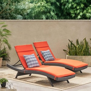 Christopher Knight Home Olivia Rattan Adjustable Gray Chaise Lounges with Cushion(Set of 2) - 1 of 4