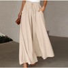 Women's Wide Leg Pants Elastic Waist Casual Palazzo Pants with Pockets - Soft High Waist Solid Color Lounge Pants for All Seasons - 3 of 4
