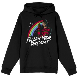 Nightmare On Elm Street Follow Your Dreams Long Sleeve Men's Black Hooded Sweatshirt - 1 of 3