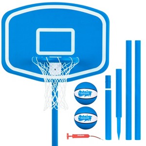 GoSports Splash Hoop UP Above Ground Pool Hoop Basketball Game with 2 Pool Basketballs and Pump - Blue - 1 of 4